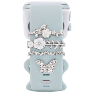 Fashion Silicone Strap Decorative For Apple Watch Band Ornament Decoration Metal Charms Strap Accessories