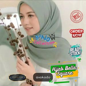 Hijab Bella Square Segiempat Or1 Bahan Adem Nyaman dipakai