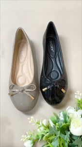 IVORY Sepatu Wanita Flat Glossy Simpel Elegant Pita Round Toe 888-V157