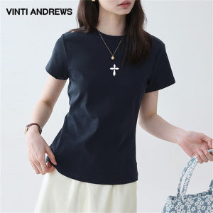 Fitted Slimming Straight Shoulder Versatile Casual T-Shirt