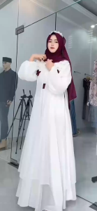 TERBARU MASAH KINIH BAHAN CERUTY BABY DOLL ABAYA TURXY SATU SET aouter GAMIS WANITA MASAH KINIH TERLARIS 2026 SIZE M L XL XXXL- Resleting Depan (Busui) - Tali Pinggang Kanan Kiri - Bagian Tangan Kancing - Cutting bagian bawah Lebar