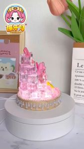 Sanrio Character My Melody Kuromi DIY Self Assembly Ice Castle Lamp Table Melody Kuromi Shaped Night Light