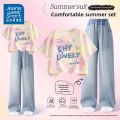 JEANSWEST SPORT | Girl Summer Short Sleeve Tencel Denim Set 2 Pieces. 