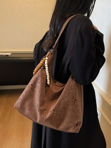 กระเป๋าถือหนังกลับสไตล์วินเทจขนาดใหญ่ กระเป๋าถือแฟชั่นฤดูใบไม้ร่วง กระเป๋าถือแบบมีซิป กระเป๋าถือแบบสะพายไหล่หนังเทียม