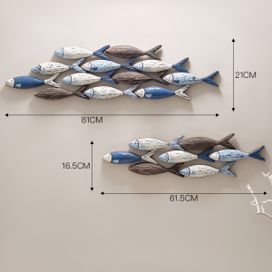 ตกแต่งผนังรูปปลาสไตล์ทะเลเมดิเตอร์เรเนียนแบบย้อนยุคสำหรับบ้านพักช่วงวันหยุดและโรงแรม วัสดุไม้ ฝีมือการทาสี