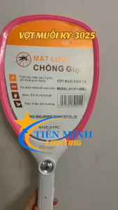 VỢT MUỖI KY 3025 THIẾT KẾ 3 LỚP LƯỚI KIM LOẠI SỬ DỤNG PIN KHÔ SẠC 500 LẦN TÍCH HỢP ĐÈN LED SIÊU SÁNG