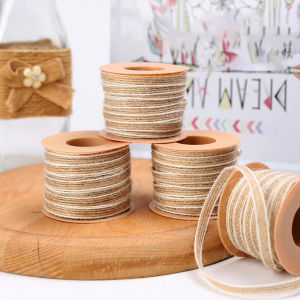 10M / Roll Kain Pita Hampers Goni Rustic Vintage Decor Tali Rami Craft Dekor Souvenir Florist Wrapping Lebar 0.6Cm
