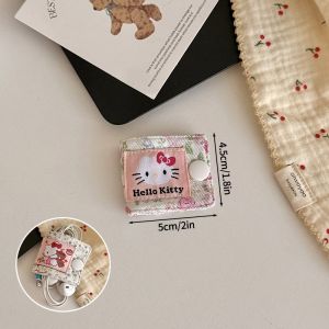 Sanrio | Sanrio Hello Kitty Leopard Print Denim Fabric Data Cable Storage Clip Charging Cable Wired Earphone Brush Storage Gifts for Girl