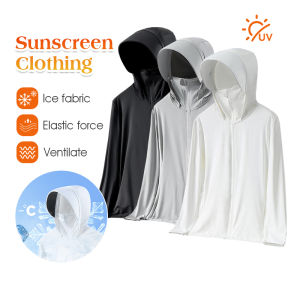 Ice Silk UV Sunscreen Jacket UPF 50+ Clothing With Pocket Women Men Zip Up Hoodie Long Sleeve Outdoor Sports Clothes Hooded Fishing Running Hiking Jacket