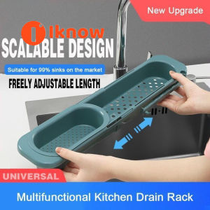 I know Kitchen Sink Rack Telescopic Drain Rack Organiser Basin Shelf Holder Adjustable Dishwashing Dishwashing Cloth Storage Rack Kitchen Drain Rack Drain Storage with Filter Basket