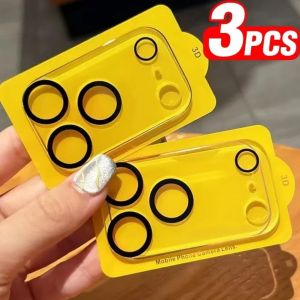 1-3Pcs For iPhone 15 16 14 Plus 17 Pro 12 13 Mini 11 Pro Max HD Camera Lens Protector Full Cover Tempered Glass Lens Film Cap