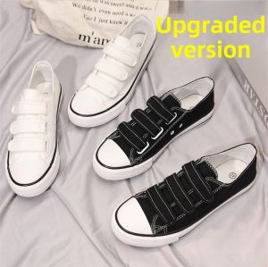 Spring and Autumn Slip-on White Shoes Mens Classic Velcro Fastener Velcro White Canvas Shoes Cloth Shoes Sneakers Womens Board Shoes