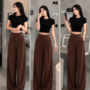 💥[Q111] Quần nữ ỐNG SUÔNG thun 2 da DÂY KÉO lưng thun sau mềm mịn co giãn dễ phối đồ - L2M