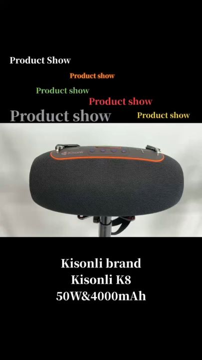 KISONLI Speaker Bluetooth Outdoor K8 Ultra Strong Bass 50W RGB Light ...