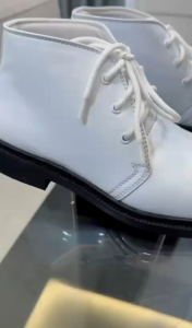 Sepatu PDH Pria Pantofel Putih Paskibra Tali 3 Polisi POLRI Security Satpam Kilap