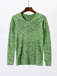 Womens Yoga Fitness Long Sleeve T-Shirt Quick Dry Breathable Sportswear Ultra Light round Neck Tight Fit Special Offer