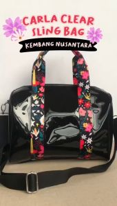 Sovlo Carla Clear Sling Bag Kembang Nusantara - Tas Selempang Wanita / Tas Transparan PVC Wanita