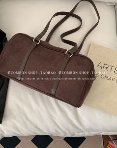Korean Style Suede Shoulder Bag Women Large Capacity French Bread Tote Bag Lazy Commuting Handbag Double Strap Youth Commute