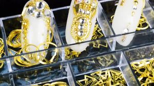 12 Grid Kuku Gemerlap 3D Bentuk Dekorasi untuk Alat Aksesoris Seni Kuku