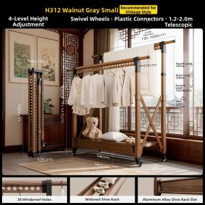 MINGZHI | Folding Retractable Movable Retro Style Drying Rack
