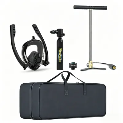 Riswaveo Mini Scuba Tank với mặt nạ ống thở 0.5L xách tay nhỏ Diving Tank với bao kín mặt Mặt nạ lặn tái sử dụng Dot chứng nhận Pony chai Diving xi lanh Kit với áp lực cao bơm tay cho snorkeling