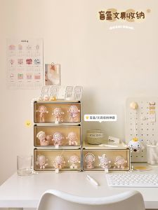 กล่องเก็บของแบบเปิดหน้าต่างสำหรับโต๊ะทำงาน กล่องเก็บของแบบลิ้นจี่อะครีลิกใสสำหรับจัดระเบียบของใช้ในออฟฟิศและเครื่องสำอาง