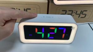 LED Digital Alarm Clock Rechargeable Desktop Luminous Clock Night Light Function RGB Colorful Sound Control for Home