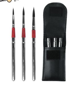 SeamiArt 3ชิ้น/เซ็ตพร้อมแปรงทาสีสมุดระบายสีน้ำกระเป๋าใส่แปรง Pu