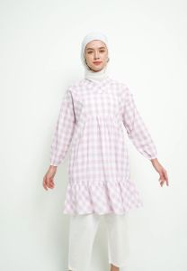 MFMW Astrid Tunik Putih Motif Kotak