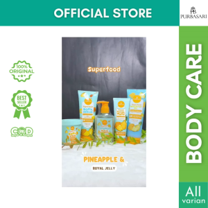 PURBASARI Superfood Pineapple & Royal Jelly | Body Serum Exfoliating Gel Face Wash Body & Shower Scrub