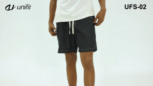 UNIFIT Demin Shorts Retro Washed Shorts Above The Knee Shorts Casual Fashion Menswear with Drawstring and Pockets UFS-02