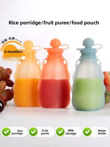 Baby Food Grade Silicone Bottle Feeding Bag Portable Baby Food Storage Bag Fruit Puree Baby Led Weaning Silicone Milk Bag