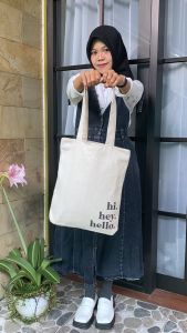Tote Bag Kanvas Tas Wanita Kuliah Fashion Laptop Totebag Quotes Motivation Aesthetic Vintage CTS CTM CTL