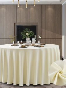 Large round Tablecloth Hotel Chinese Tablecloth High-End Restaurant Tablecloth round Fabric Simple and Light Luxury Hotel Wedding Tablecloth