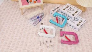 Pearl Setting Machine Beads Rivet Fixing Machine Hand Press DIY Craft Accessories Set for Hats Shoes Clothes Bags Skirts
