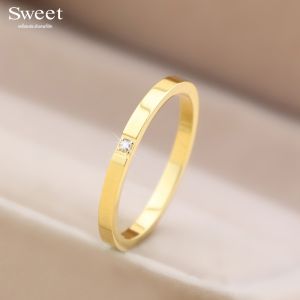 Korean Fashion Personalized 18K Gold Single Diamond Ring