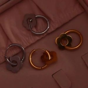 E.B.belle Sweet Flower 16mm hoop earrings trendy womens stainless steel jewelry Titanium Hypoallergenic Accessories for women