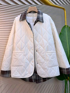 plus Size Autumn Winter Plaid Long Sleeve Shirt Lightweight Cotton Outerwear Korean Style Simple Match Womens Fashion Coat