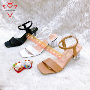 Giày cao gót 5 phân bản ngang quai thun gót trong màu da nhám LT (SDVQ007)