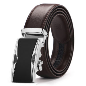 Genuine Leather Belt for Men Brown Casual Business Suit Automatic Buckle Leather Waist Belt for Youth And Middle-aged