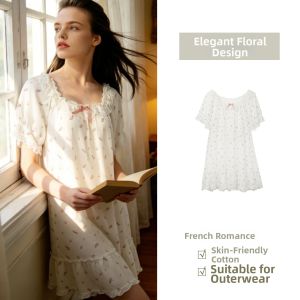 GAINREEL | Floral Lace Soft Short Sleeve Sleep Dress
