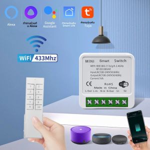 สวิตช์อัจฉริยะ Tuya Wifi พร้อมรีโมทคอนโทรล RF 433Mhz ควบคุมไร้สาย 10 ช่องทาง รองรับแอป Smart Life ควบคุมด้วยเสียงผ่าน Alexa และ Google รองรับไฟฟ้า AC100-240V