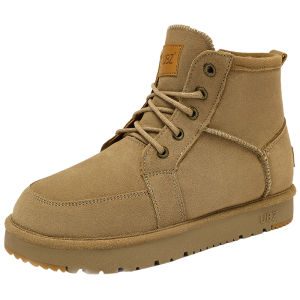 UBZ Waterproof Fleece Lined Short Snow Boots Mens Winter Thick Low Cut Bread Style Cotton Shoes Casual Fashion Boots