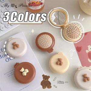 Cute Foldable Mini Lovely Cartoon Bear Hair Combs with Mirror Small Airbag Comb
