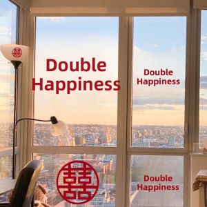 Wedding Double Happiness Character Stickers Creative Static Cling Glass Door Window Decorations Marital Bedroom Arrangement