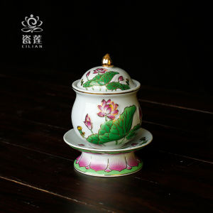 Cốc Đựng Nước Hoa Sen Trang Trí Bằng Gốm Sứ Đồ Trang Trí Nhà Phật Giáo Cốc Đựng Nước Thánh Guanyin Cung Cấp Nước Cho Bàn Tế Lễ