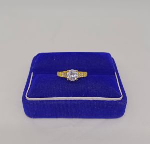 cincin solitaire mata putih samping/perak asli silver 925 lapis emas/perhiasan fashion wanita terbaru