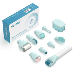 New 10-in-1 Kit Bio Roller G10 Face Massage Jade Ice Roller MTS Microneedling Derma Rolling System Needle Length 0.25mm