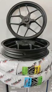 ล้อแม็ก CLICK110 Click-i Click110i แม็กY55 (ลายก้ามปู) คลิกเก่า คลิก110i สีดำด้าน ขอบ14 มีลูกปืนในแกน ขายเป็นคู่