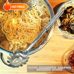 Stainless Steel Pasta Server Metal Pasta Fork Easy Clean Pasta Spoon with Teeth Pasta Utensil